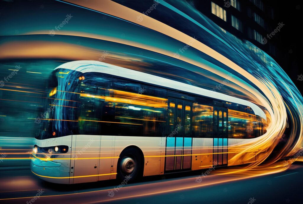 Autobús urbano en movimiento