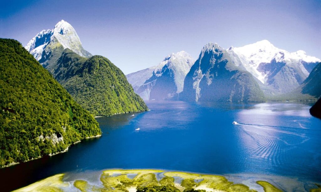 Paisaje de fiordo en Nueva Zelanda
